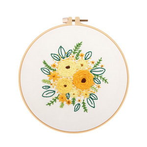 15cm Stock 3 Pcs <strong>Pattern</strong> <strong>Kit</strong> Flower Printed Cloth Embroidery <strong>Kit</strong> for Starter with Hoop Wholesale - Product Image 2