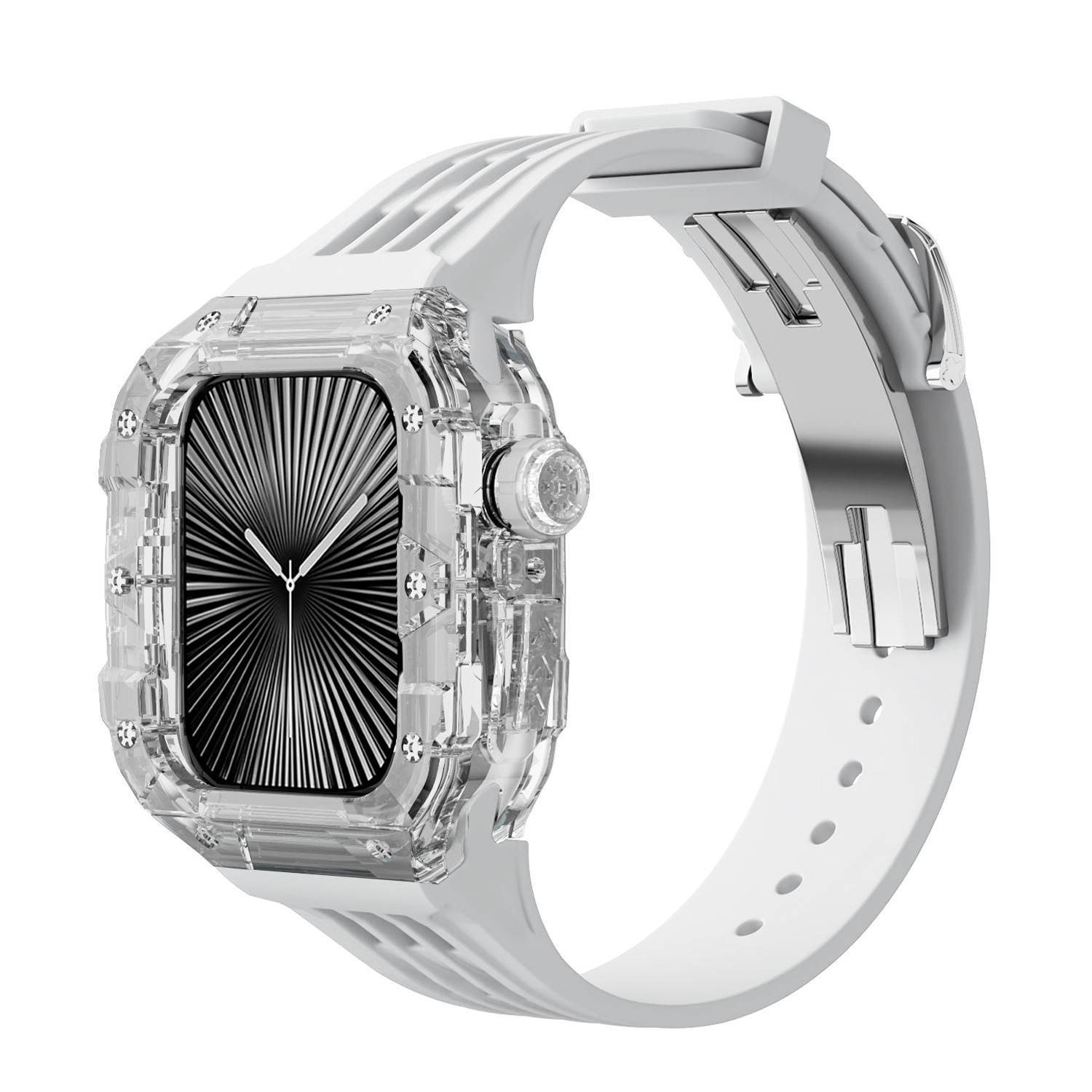 (Transparent)(Rose Gold Button) White
