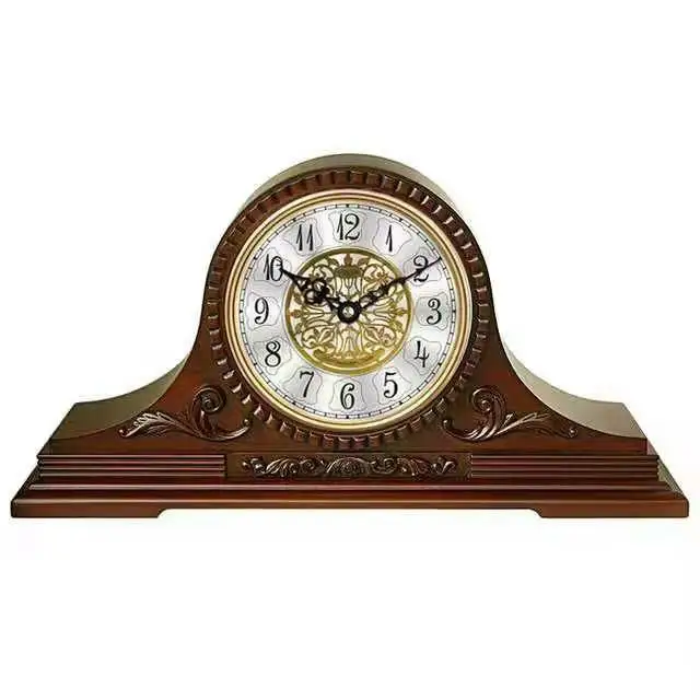 Reloj clásico de madera sólida, estilo europeo, artesanal
