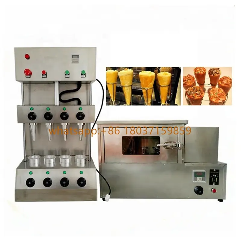 Gaufrette de sucre croustillante automatique de haute qualité la plus populaire Kono Pizza Cone Making Baking Four Equipment Pizza Cono Machine Prix