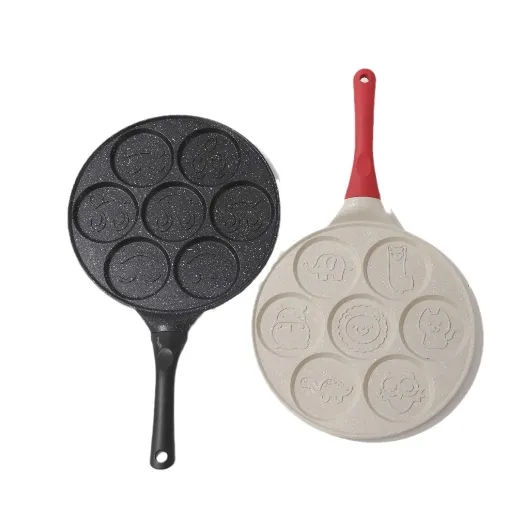 Utensilios de cocina coreanos modernos, 7 agujeros, 26cm, Mini panqueque, sartén antiadherente, gofres para hornear, tortilla de cocina, huevo, Wok, sartén