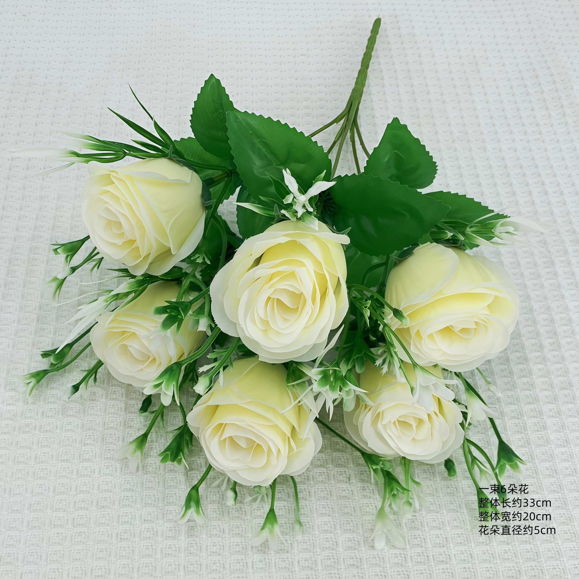 6 petits rouleaux roses - blanc cassé