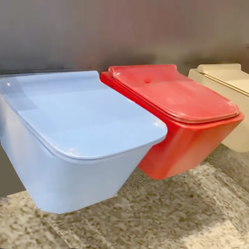 Yüksek kaliteli tuvalet kırmızı W/C tek parça wc tuvalet banyo gereçleri duvar havzası kraliyet banyo asılı lavabo lavabo şişe toilette satılık