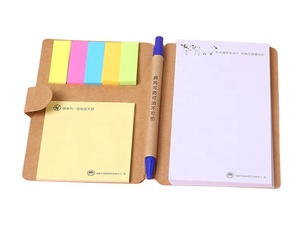 Bloc de notas Kraft en blanco a granel barato personalizado con bolígrafo y nota adhesiva - Product Image 1