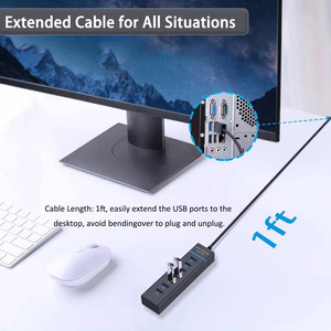 7端口USB集线器扩展器USB 3.0和2.0分离器适配器，适用于笔记本电脑、键盘、鼠标、外部设备