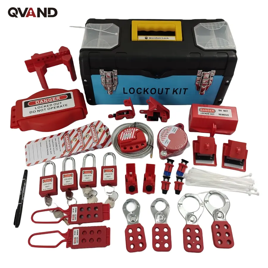 QVAND चीन निर्माता सर्किट ब्रेकर औद्योगिक सुरक्षा लॉकआउट लोटो किट लॉक सेट लॉक आउट टैग आउट पैड लॉक