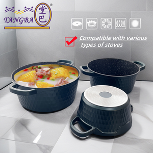 Tangba tối màu xanh lá cây Maifan đá súp nồi hợp kim nhôm đôi tai súp nồi với kính nắp không dính <span class=keywords><strong>Cookware</strong></span> Set - Product Image 2