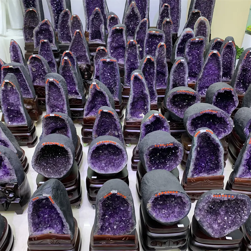 Venta al por mayor cristales naturales amatista Geode suerte gran amatista de Feng Shui, artículos de moblaje