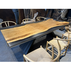 Tự Nhiên Saman Gỗ Rắn Với Trong Suốt Nhựa Epoxy Bảng Top Với Ghế Ăn Từ Việt Nam Với Nhà Máy Giá Rất Rẻ - Product Image 1