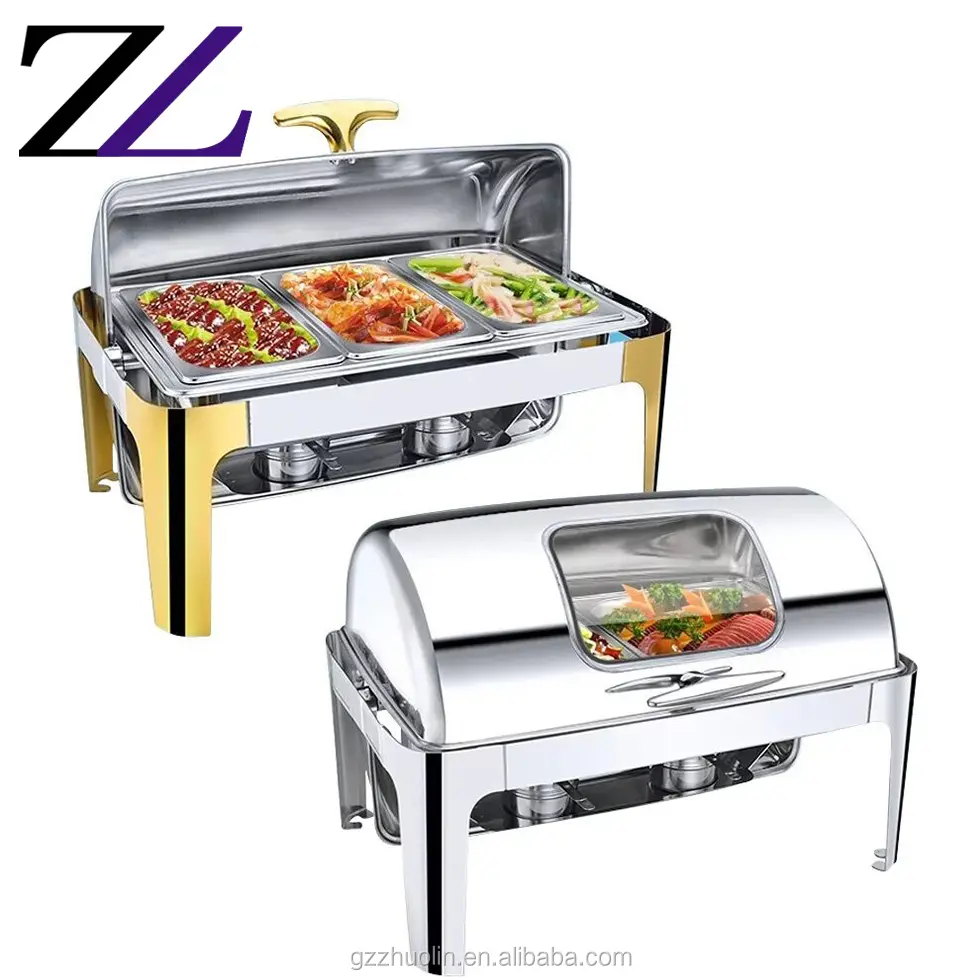 Other hotel chaffing dishes gold legs and handle acrylic window all types hotel utensils royal kitchen equipment chafing dishes
