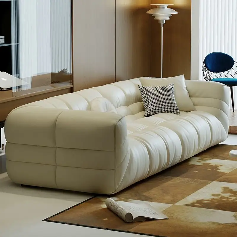 Nuovo sofà da salotto in pelle creativa sofà moderno di lusso nero moderno sofà italiano minimalista in pelle di vacchetta sofà nordico