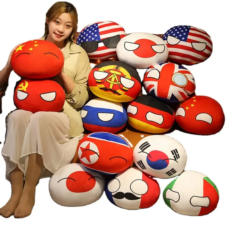 T318 novo design criativo américa, japão, polandball, plush, chaveiro, pingente, bola de país, brinquedo de pelúcia