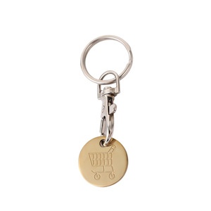 Thép không gỉ siêu thị tay đẩy Mua sắm giỏ hàng logo đồng xu kim loại Token Keychain - Product Image 1