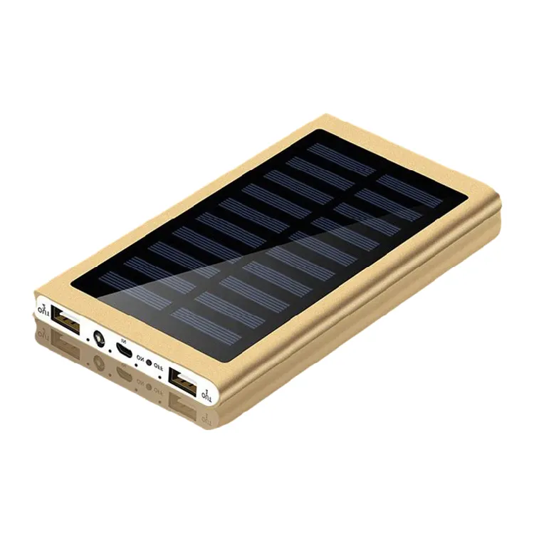 Высококачественное портативное зарядное устройство с двумя USB-портами, портативное зарядное устройство на солнечной батарее со светодиодной подсветкой, портативное зарядное устройство на 10000 мАч с солнечной панелью