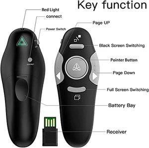 Presentazione Clicker Wireless Presenter telecomando USB Powerpoint PPT Clicker, puntatore Laser RF 2.4GHz presentatore remoto - Product Image 5