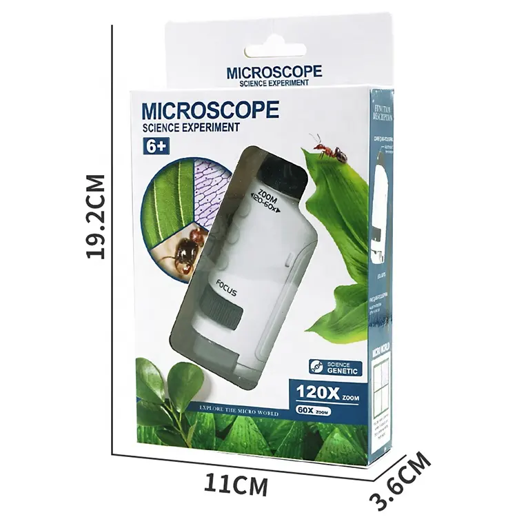 Handheld Microscoop 60x-120x Led Verlichte Pocket Microscoop Voor Kinderen En Studenten Microbiologische Observatie Speelgoed Voor 6 + Kids