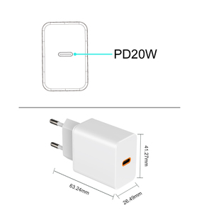 适用于iPhone 12 13 Pro usb-c壁式充电器电缆PD 3.0 QC 2.0 3.0快速充电器C型适配器OVP的20W PD充电套件，适用于欧盟美国 - Product Image 6