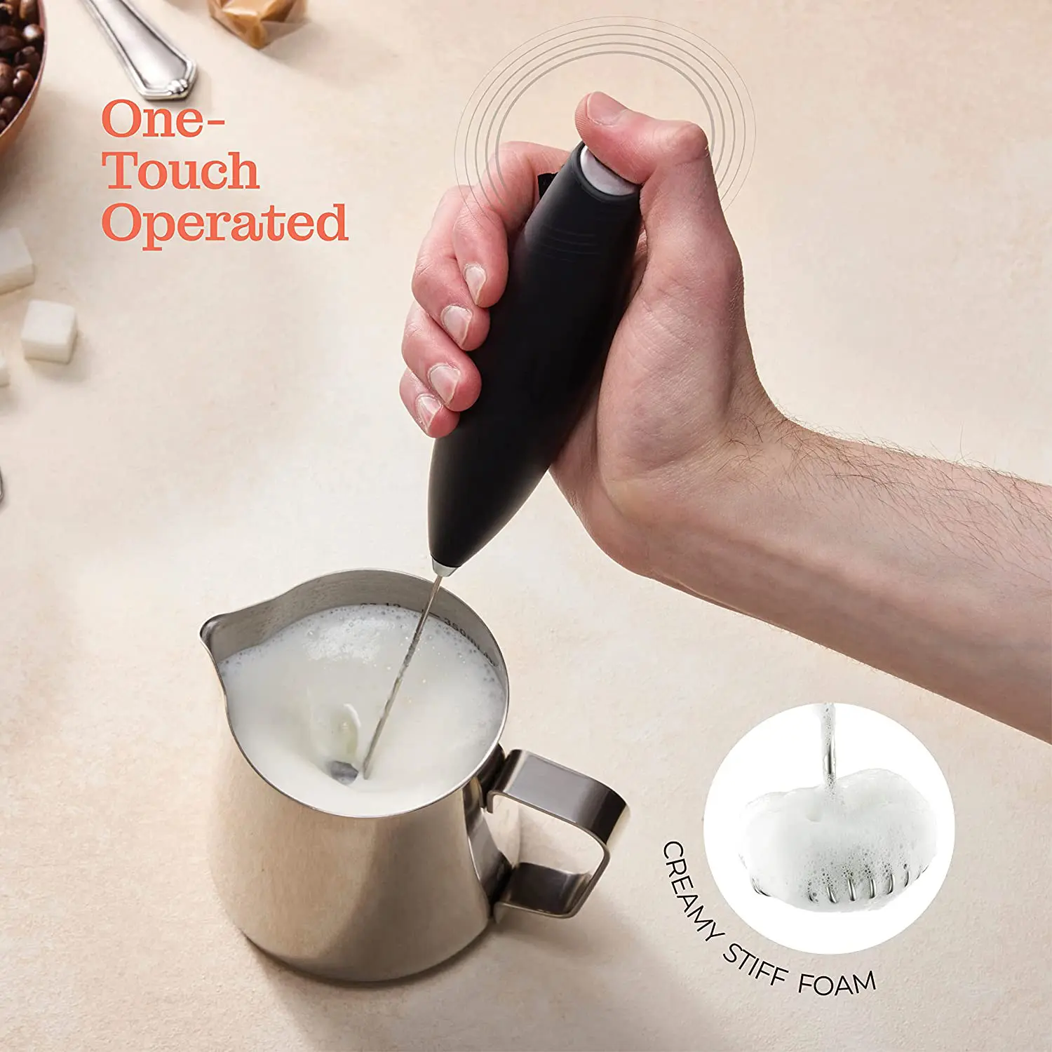 2023 Hot Selling Milk Frother Espuma Maker Coffee Mixer Egg Batedor 2 Velocidade Handheld Elétrica Mini Bateria De Plástico Moderno ABS