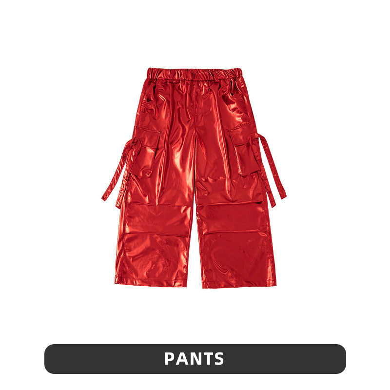 bright leather red trousers
