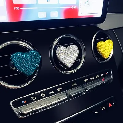 OEM High quality bling heart star bow custome design with diamond rhinestone car air freshener