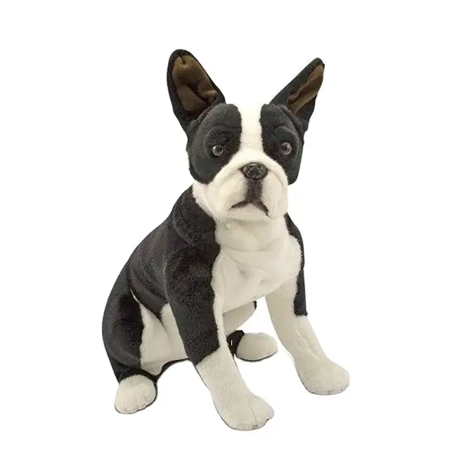 Jouet en peluche boston terrier, réaliste, doux, mignon, chien en peluche