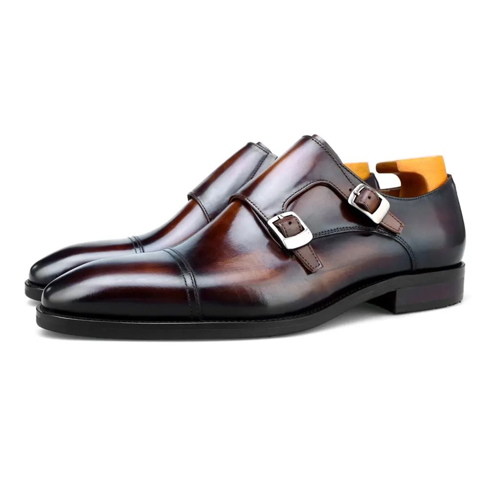 F8-MK3 de ante para hombre, zapatos de vestir de cuero hechos a mano con doble correa de monje, elegantes, novedad de 2022