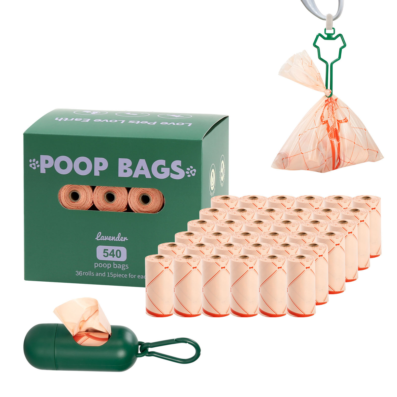 36 rouleaux de beige+dispenseur+clips