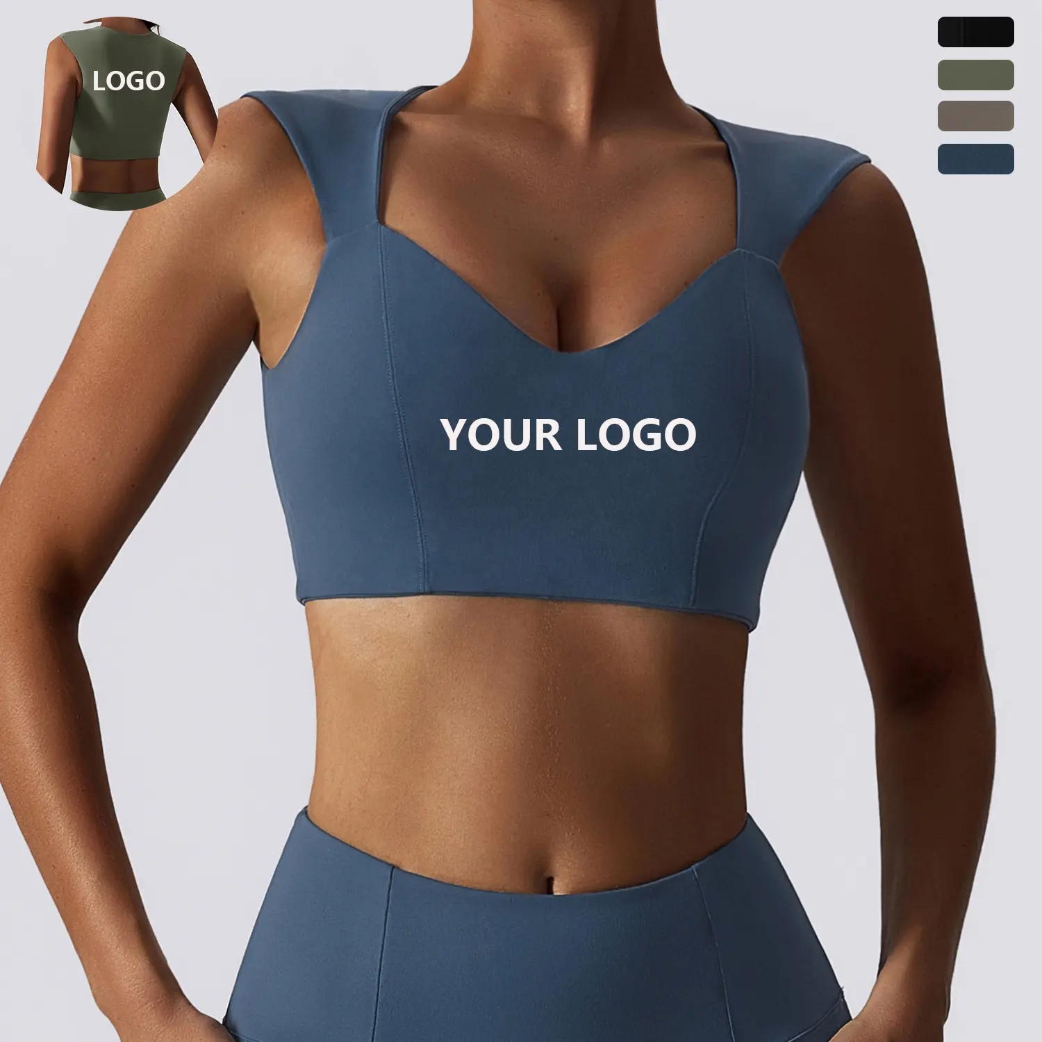 Fitness Ladies Girls Running Gym Yoga Bra Tops Logotipo personalizado Ejercicio Entrenamiento Mujeres Sujetador deportivo de alto impacto