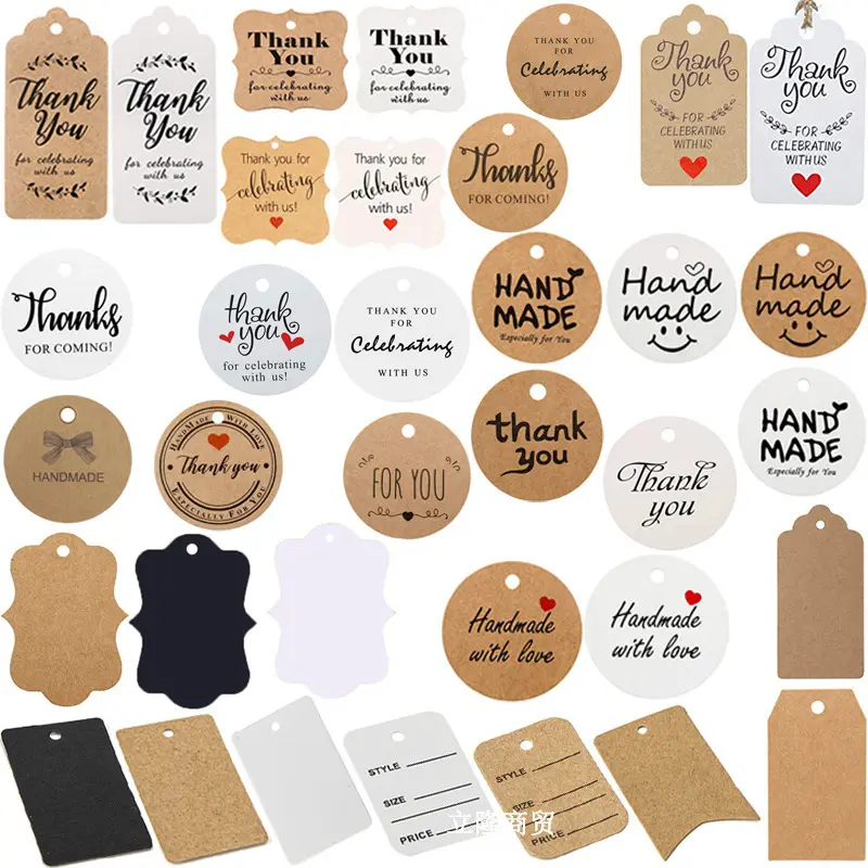 Toptan askılı etiketler özel çeşitli stilleri ambalaj etiketleri bagaj ve giysi ve bez etiketi