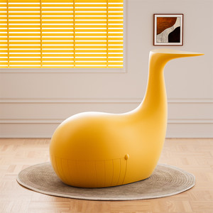 Mesa de centro multifuncional de plástico PE con forma de ballena, muebles de fábrica, diseño moderno y creativo, color azul - Product Image 5