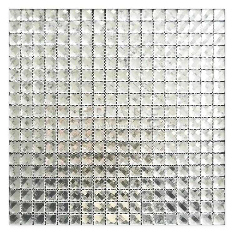 Riflettente Mattonelle di Mosaico di Vetro Specchio Bianco a Forma di Diamante di Arte Deco Per La Cucina