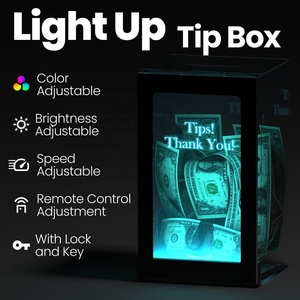 Light Up akrilik bağış seçim sandığı renk değiştirme ucu kavanoz kutusu para için uzaktan, kilit, anahtar ve burcu tutucu - Product Image 2