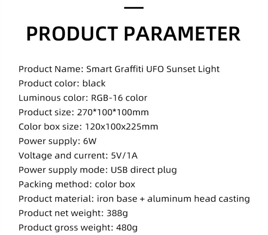 Colorful WiFi Tuya Sunset Lights APP Controlled Full Spectrum RGB Adjustable 360 Rotation with Alexa Google Sunlight Lamp