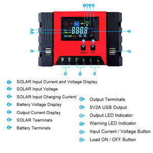 Anern 40a 50a 60a 12v a 48v dc regolatore di carica solare automatico pwm - Product Image 4