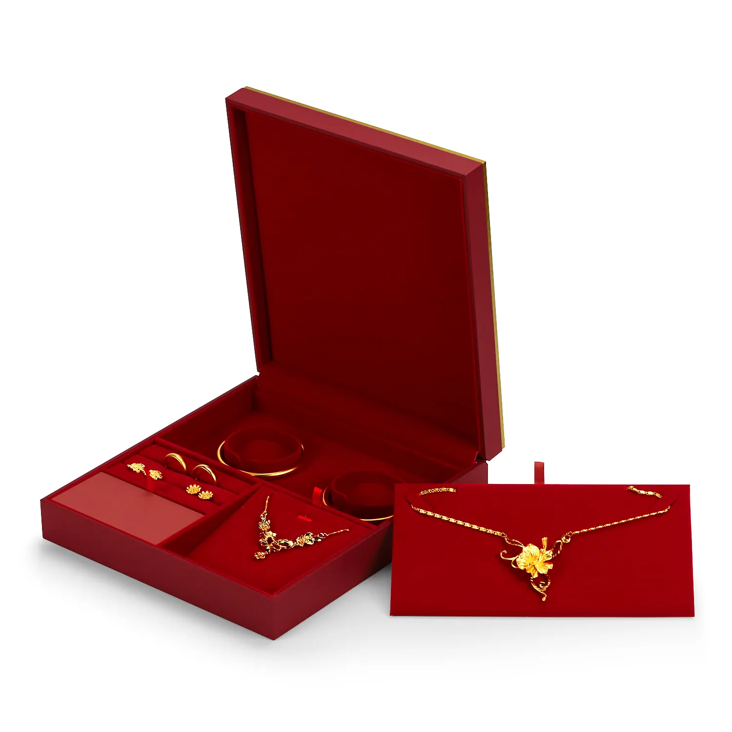 Contenitori di gioielli in smalto rosso per Dragon Phoenix impostati per fidanzamento di nozze o imballaggi per la conservazione in carta resistente