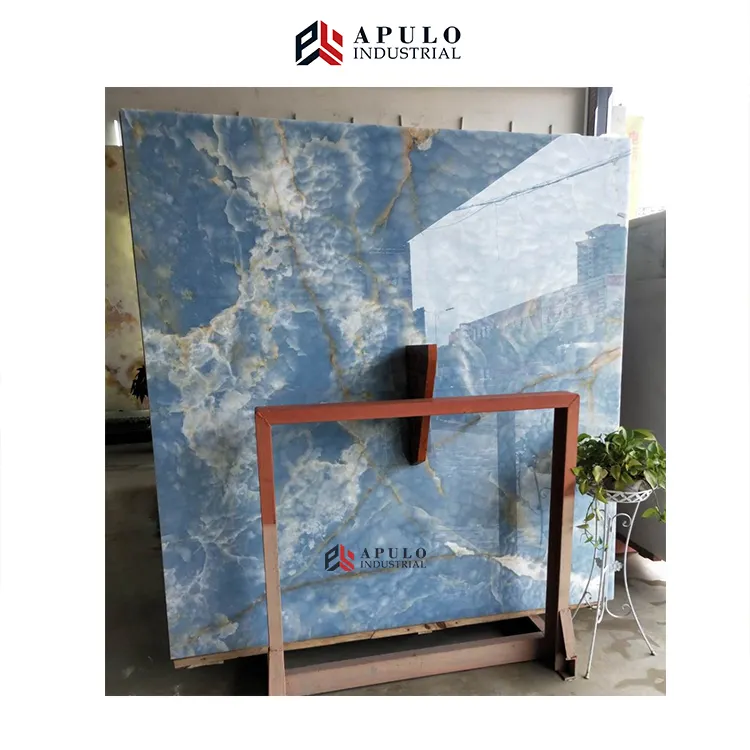 Polido azul pérola calcite danube pedra natural onyx iranano quartzo calcutta mármore e onix ouro veia quartzita onyx slab