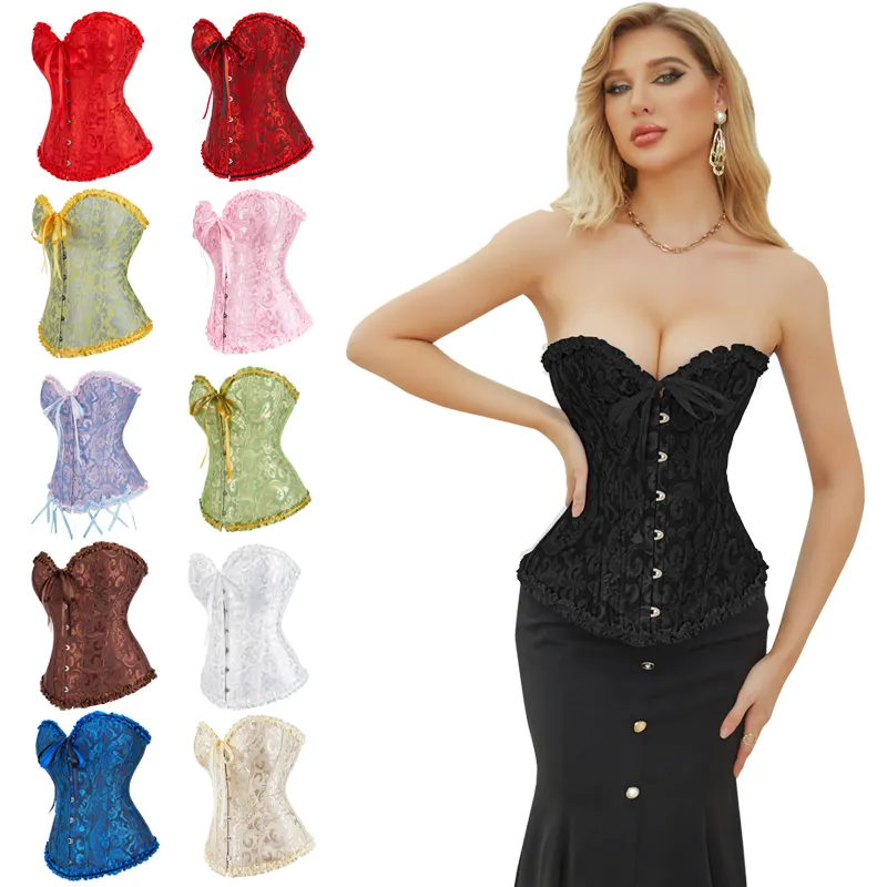 Corsetto Overbust in pizzo e broccato Top Body Shapewear nero grasso dimagrante allenamento in vita corsetti e bustini bianchi