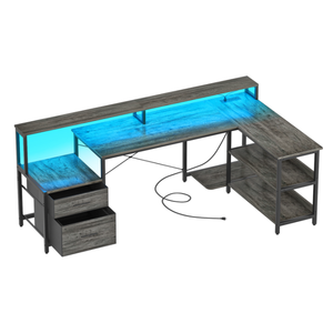 Mesa De Computador Portátil Grande Em Forma De L Com Gaveta De Arquivo Móveis De Escritório Em Casa De Madeira Dobrável