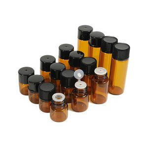 Empty 1ml 2ml 3ml 5ml Amber Glass Vial Essential Oil <strong>Bottle</strong> <strong>With</strong> Black Screw <strong>Cap</strong> - Product Image 5