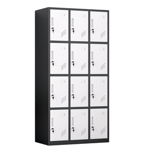 <strong>Custom</strong> 12-Door Modern Steel Metal <strong>Locker</strong> <strong>Electronic</strong> &amp; Key Lock Knock Down &amp; Assembled Structure for Offices Gym School Staff Use - Product Image 1