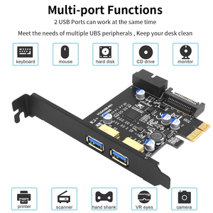 TISHRIC USB 3.2 Gen1 19Pin <strong>PCI</strong> Express Multiplier <strong>PCI</strong>-E <strong>PCI</strong> E USB 3 Adapter Card Riser USB3.2 PCIE <strong>Controller</strong> 5Gbps Card - Product Image 6
