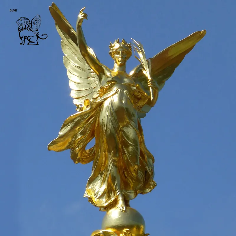 Escultura exterior do anjo do louro do ouro da arte do jardim do metal grande Mitologia Deusa grega da vitória Escultura Bronze