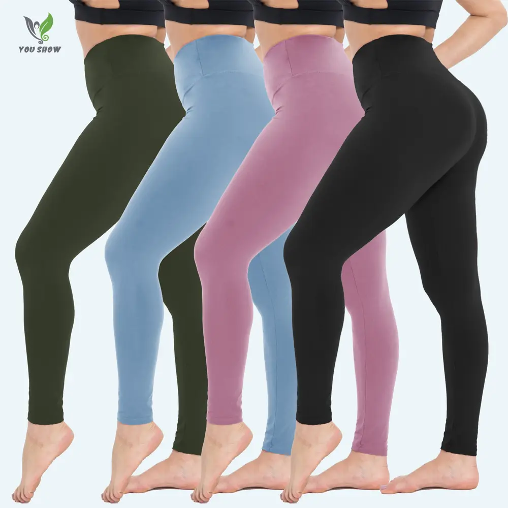 Benutzer definiertes Logo 23 Farben Hoch taillierte Trainings hose Super weiche, dehnbare Fitness-Leggings für Frauen