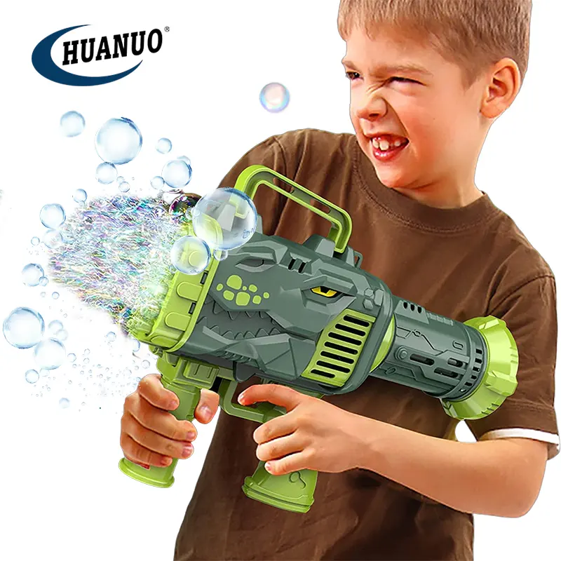 32-Loch-Blasenpistole Dinosaurier-Raketenwerfer-Lade licht Handheld Electric Bubble Gun Kinder-Bubble-Maschine Kid Toy