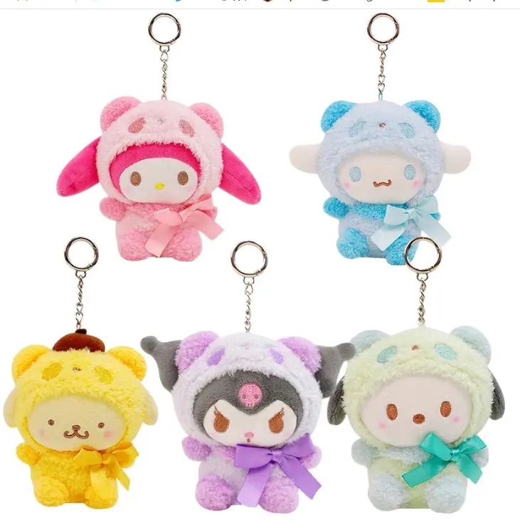 2024 SY 12cm Kuromi My Me-lody K Pc Dog Hello Kitten Keychain Anime Plush Figure Pendant Accessories Cute Animals Toys