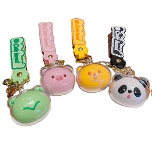 Wholesale Custom OEM <strong>4</strong>.<strong>4cm</strong> Acrylic+PVC Frog Key Ring Bear Plush Toy Key Chain Panda Pendant Piglet <strong>Keychain</strong> for Crane Machine