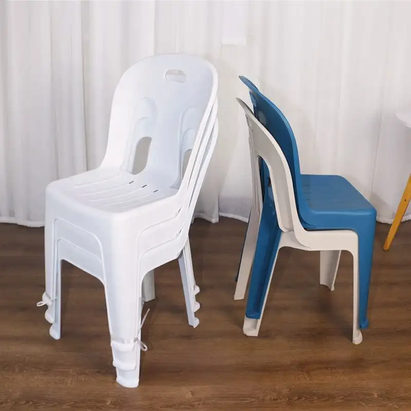 Cadeira empilhável de plástico para jardim, cadeira de jantar sem braços, plástico branco barato, para restaurante, cozinha e parque