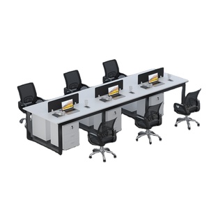 Factory Direct Sale <strong>Simple</strong> Design Modern Office Staff Workstation <strong>Computer</strong> Combination 4- Seat <strong>Desk</strong> and Chair with High Quality - Product Image 1
