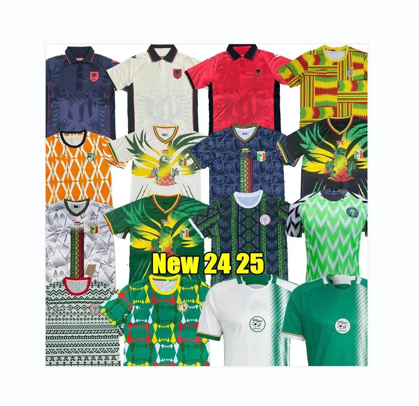 Camisa de futebol masculina 24-25 para Argélia, Senegal, Marrocos, Nigéria, Uniformes, Albânia, Gana, Costa do Marfim, Camisa de futebol para casa, Nigéria