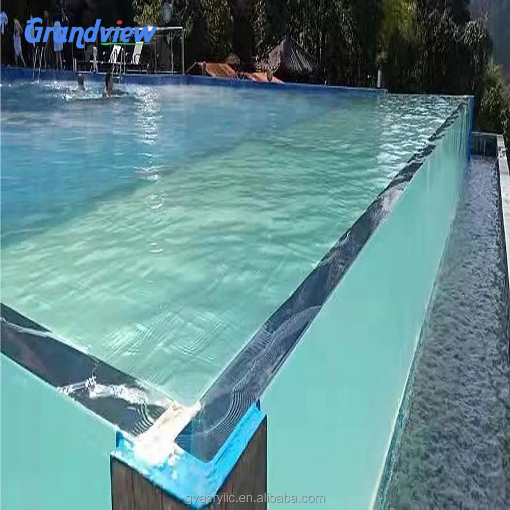 Grandview piscina aboveground infinito fibra de vidro plexiglass perspex janela acrílica